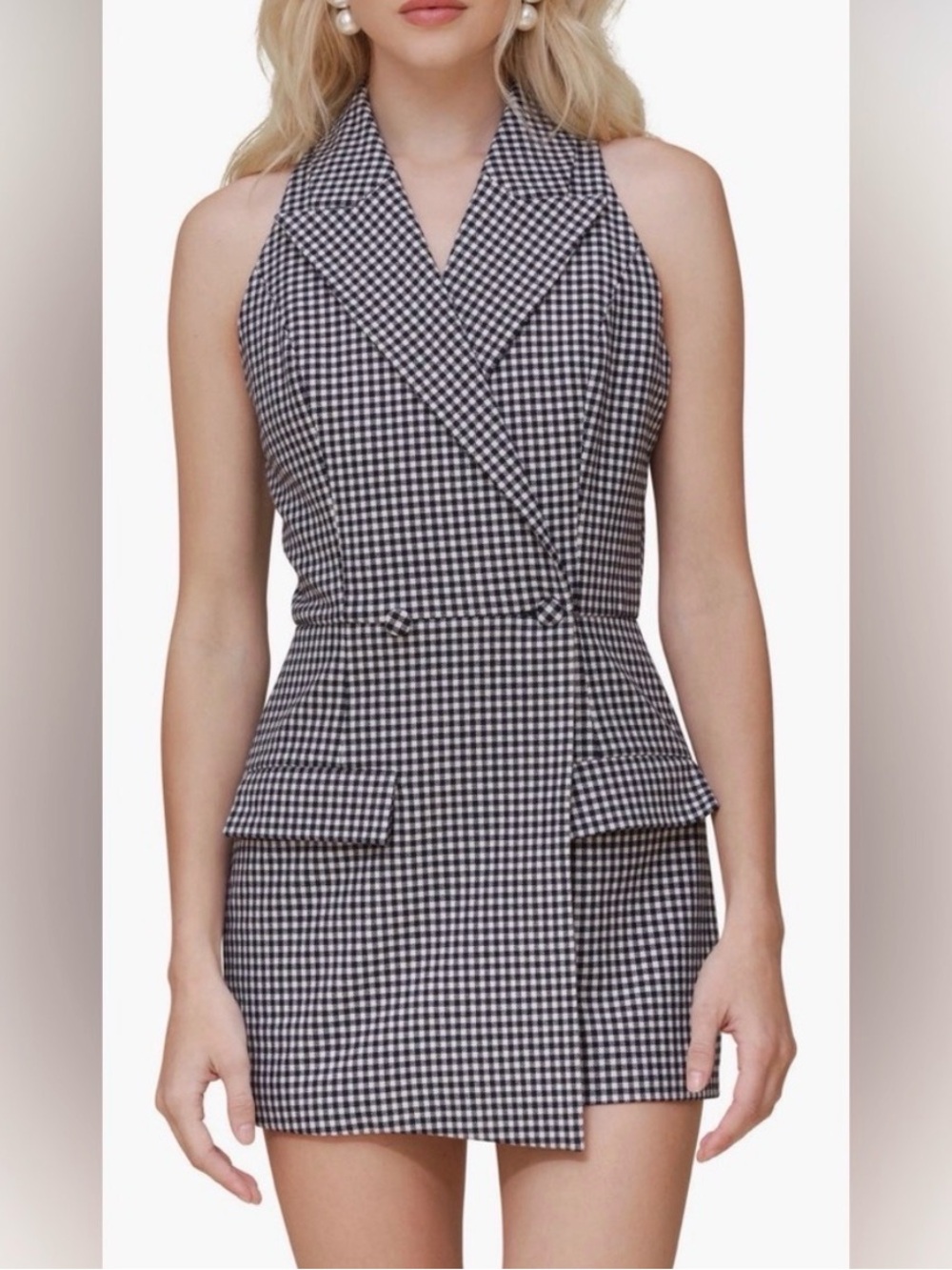 Avec Les Filles Black and White Checked Jacket